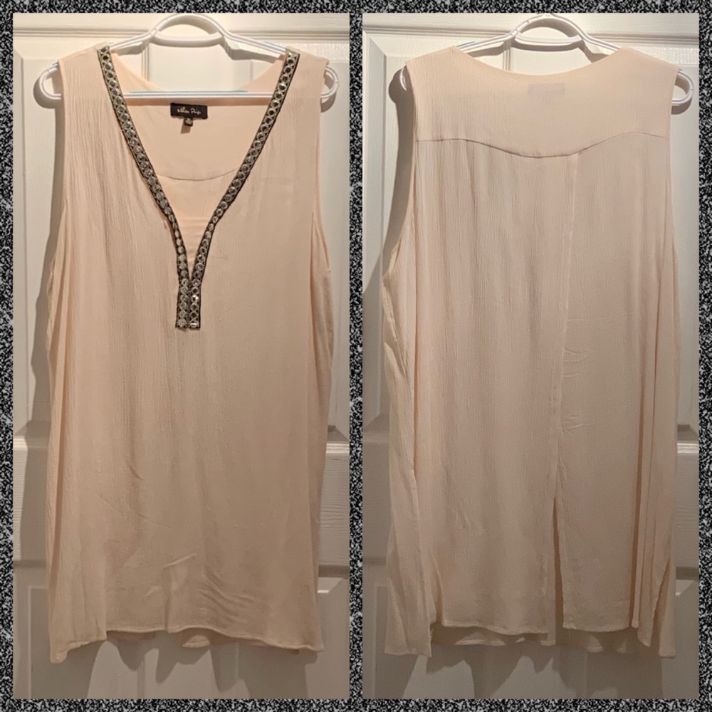 Sleeveless Tunic w/Embroidered Trim - XL